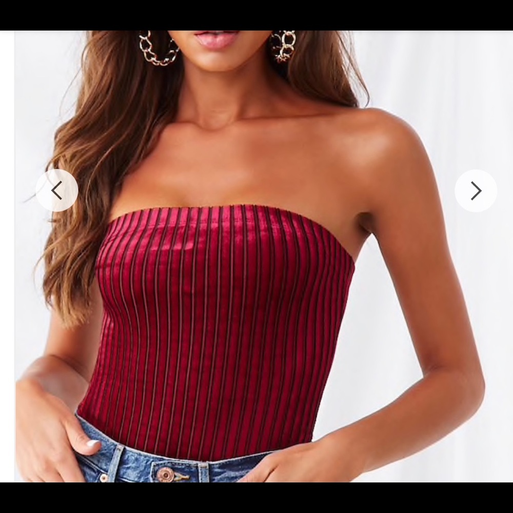 Striped Velvet Tube Bodysuit size small
